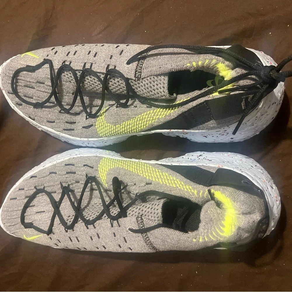 Gray and Yellow Athletic Sneaker Nike Space Hippie fits men size 12.5